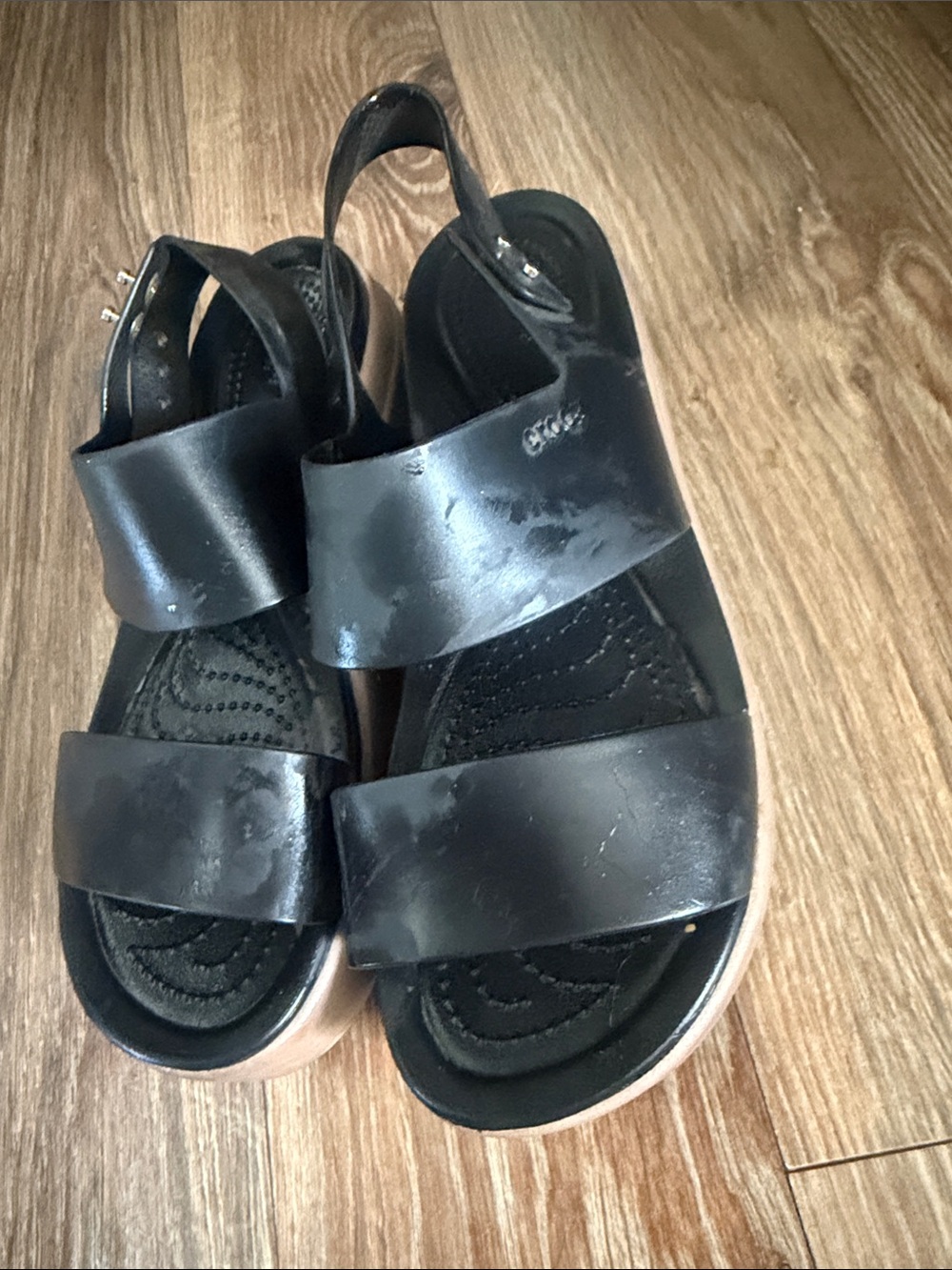 CROCS Black Double-Strap Platform Sandals